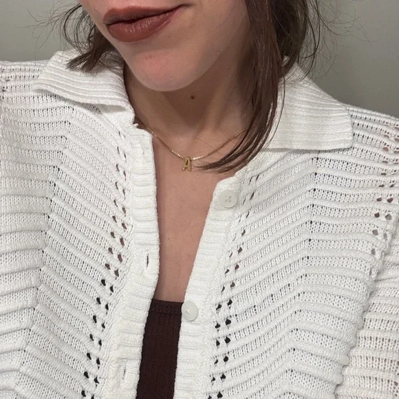 Cotton On White Cropped Pointelle Knit Button Cardigan - Picture 7 of 14